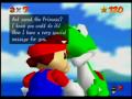 when collecting 120 stars, mario has the chance to visit yoshi outside peach's castle. he awards 100 extra lives and a brand new star jump. footage taken directly from the nintendo 64 version.