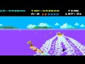 a sports/water skiing game where you control of a female water-skier who must dodge the many rocks that protrude from the water while attempting to steer through a set number of gates - in the form of a pair of flags - before the time limit expires. the acceleration button needs to be held down all the time while the 'trick' button makes the water-skiing girl spin through one-eighty degrees and proceed to ski backwards. the player cannot steer while traveling backwards, but will earn bonus points for the duration of the trick. as the game progresses, small ramps, buoys and sharks come into play. the small ramps can be jumped to add to the player's score, although they're always in difficult to reach locations. the buoys are usually very close together, but skiing between them earns bonus points. finally, the shark will appear from time-to-time, running into it means game over, regardless of how much time the player has left.